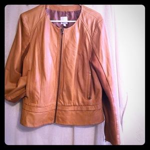 Halogen (Nordstrom) Cognac Leather Moto Jacket